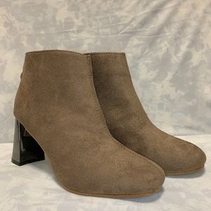 Round toe high heel ankle boots